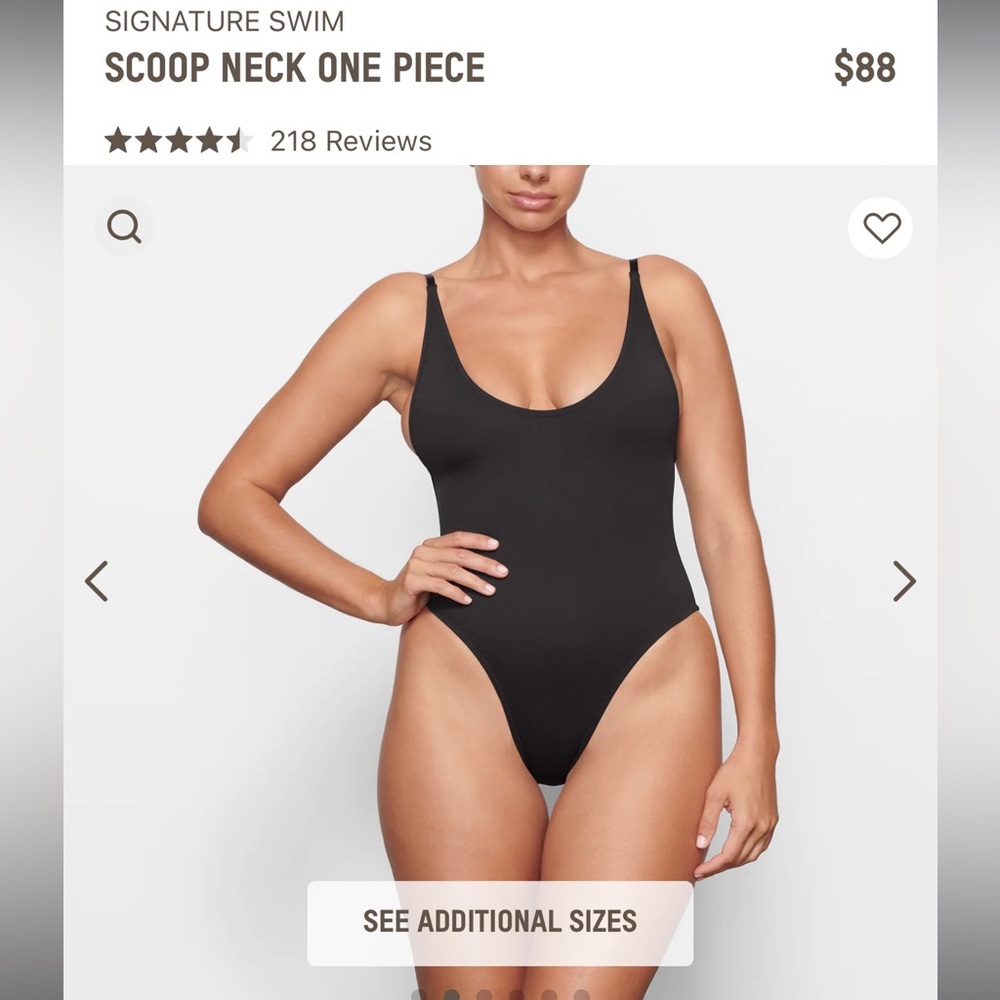 NWT- Skims. Recycled swim. Scoop neck‎ one piece. Onyx/Black.